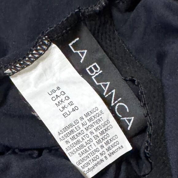 LaBlanca Black Ruffle One Shoulder Swim Suit Size 8 - Picture 3 of 3